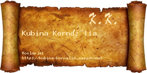 Kubina Kornélia névjegykártya